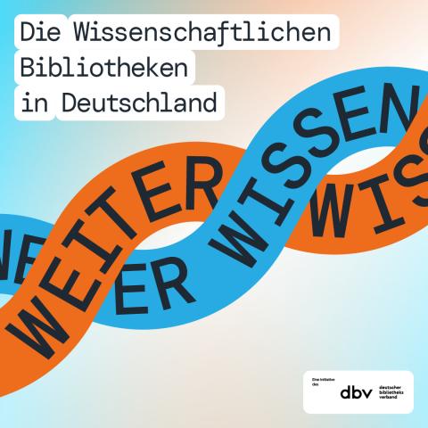 Grafik mit Text: Die Wissenschaftlichen Bibliotheken in Deutschland. Weiter Wissen.