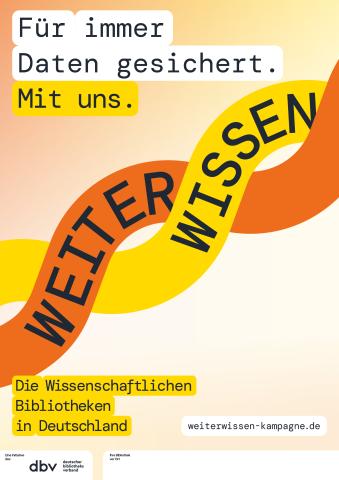 Grafik mit Text: Für immer Daten gesichert. Mit uns. Weiter Wissen